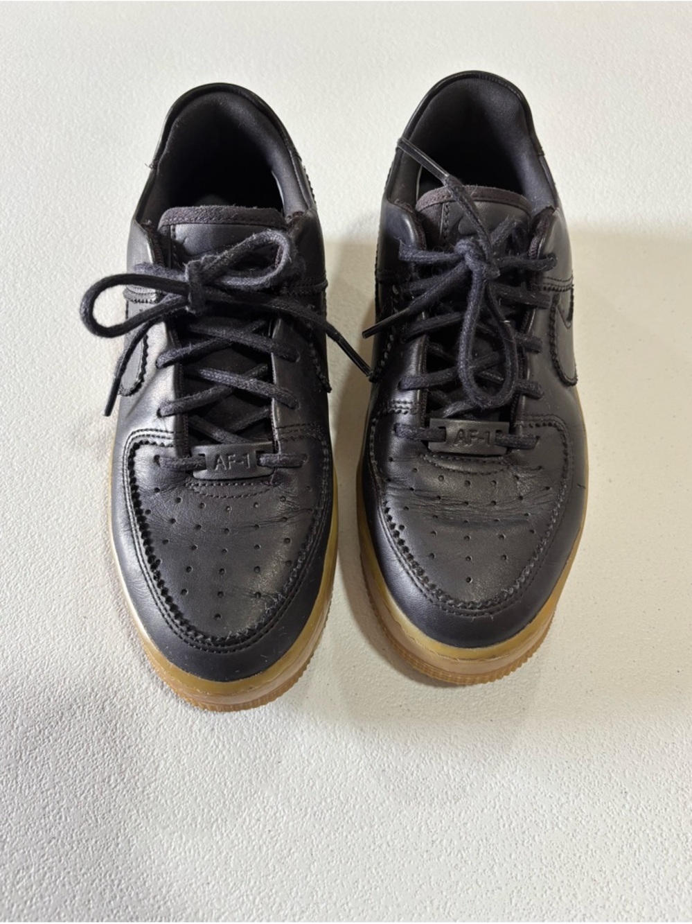 Nike Black Leather Sneakers with Gum Sole - Picture 3 of 5